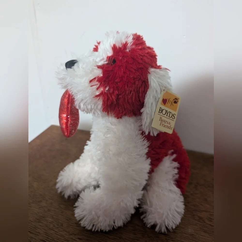 Boyds Bears Red and White Plush Dog Toy